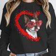 Boston Terrier Dog Mom Dad Valentine’s Day Pet Lover For Men Women Kids Women Crewneck Sweatshirt, Mom Gifts, Boston Terrier Dad Gifts, Boston Terrier Mom Gifts, funny design