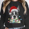 Boston Terrier Dog Santa Christmas Tree Lights Xmas Women Crewneck Sweatshirt, Boston Terrier Christmas Gifts, funny design
