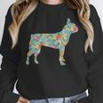 Boston Terrier Flower Silhouette Floral Dog Men Women Girls Kids Women Crewneck Sweatshirt, funny design