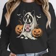 Boston Terrier Ghost Boo Halloween Costume Spooky Season Women Crewneck Sweatshirt, Boston Terrier Ghost Gifts, Boston Terrier Halloween Gifts, funny design