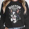 Boston Terrier Girl Cute Cartoon For Dog Owners Pet Terrier Women Crewneck Sweatshirt, funny design