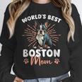 Boston Terrier Groovy World's Best Boston Mom Women Crewneck Sweatshirt, Mom Gifts, Boston Terrier Mom Gifts, funny design