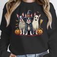 Boston Terrier Halloween Costume Mummy Witch Ghost Dog Lover For Men Women Kids Women Crewneck Sweatshirt, Boston Terrier Ghost Gifts, Boston Terrier Halloween Gifts, funny design