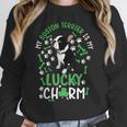 My Boston Terrier Is My Lucky Charm Paw Dog St Patrick's Day Women Crewneck Sweatshirt, funny design