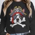 Boston Terrier Pirate T Shirt Jolly Roger Crossbones Skull Women Crewneck Sweatshirt, funny design