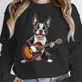 Boston Terrier Playing Guitar Boston Terrier Women Crewneck Sweatshirt, funny design