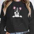 Boston Terrier In The Pocket Cute Pocket Boston Terrier Women Crewneck Sweatshirt, funny design