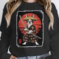 Boston Terrier Samurai Ninja Vintage Anime Japanese Ukiyo-e Women Crewneck Sweatshirt, funny design