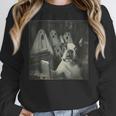 Boston Terrier Selfie With Ghosts Halloween Dog Lover Women Crewneck Sweatshirt, Boston Terrier Halloween Gifts, funny design