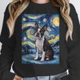 Boston Terrier Van Gogh Starry Night Women Crewneck Sweatshirt, funny design