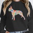Boston Terrier Watercolor Flowers Women Crewneck Sweatshirt, funny design