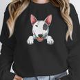Bull Terrier Pocket Bull Terrier Peeking Out Pocket Women Crewneck Sweatshirt, funny design
