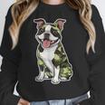Camo Boston Terrier Pet Owner Camouflage Dog Lover Women Crewneck Sweatshirt, funny design