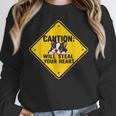 Caution Sign Boston Terrier Dog Bostie Puppy Women Crewneck Sweatshirt, funny design