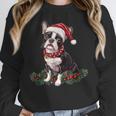 Cute Boston Terrier Dog Christmas Merry X-Mas Graphic Women Crewneck Sweatshirt, Boston Terrier Christmas Gifts, funny design