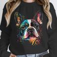 Cute Boston Terrier Puppy Dog Art Lover Unique Painting For Men Women Kids Women Crewneck Sweatshirt, funny design