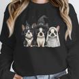 Cute Halloween Boston Terrier Dogs Witch Hat Ghost Dog For Men Women Kids Women Crewneck Sweatshirt, Boston Terrier Ghost Gifts, Boston Terrier Halloween Gifts, funny design