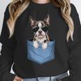 Cute Pocket Boston Terrier Lover Dog Mom Women Crewneck Sweatshirt, Mom Gifts, Boston Terrier Mom Gifts, funny design