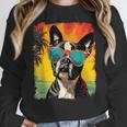 Dog Boston Terrier Hawaiian Women Crewneck Sweatshirt, funny design