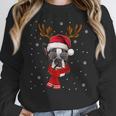 Family Matching Reindeer Xmas Boston Terrier Christmas Women Crewneck Sweatshirt, Boston Terrier Christmas Gifts, funny design