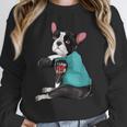 Father's Day Gift Dog Dad Boston Terrier i Love Dad Tattoo Women Crewneck Sweatshirt, Boston Terrier Dad Gifts, funny design