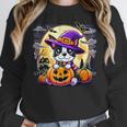 Halloween Boston Terrier Dog Breed With Jack O' Lantern Art Women Crewneck Sweatshirt, Boston Terrier Halloween Gifts, funny design