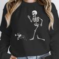 Halloween Boston Terrier And Skeleton Women Crewneck Sweatshirt, Boston Terrier Halloween Gifts, funny design