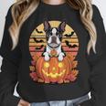 Halloween Retro Boston Terrier Women Crewneck Sweatshirt, Boston Terrier Halloween Gifts, funny design