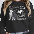 Just A Girl Who Loves Her Boston Terrier Puppy Love Women Crewneck Sweatshirt, funny design