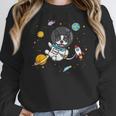 Kawaii Kids & Boys Astronaut Space Boston Terrier Dog Lover Women Crewneck Sweatshirt, funny design
