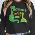 Kids My Nonna Loves Me Dinosaur Grandson Women Crewneck Sweatshirt, funny design
