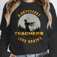 Montessori Teachers Love Brains Halloween Novelty Men Women Women Crewneck Sweatshirt, funny design