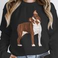 Red Boston Terrier Dog Women Crewneck Sweatshirt, funny design