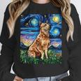 Red Heeler Starry Night Cattle Dog Colorful Art By Aja For Men Women Girls Kids Women Crewneck Sweatshirt, funny design