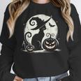 Scary Halloween Cat Costume Retro Cat Moon For Men Women Kids Women Crewneck Sweatshirt, funny design