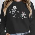 Skeleton Chasing Dog Boston Terrier Halloween Pet Lover Women Crewneck Sweatshirt, Boston Terrier Halloween Gifts, funny design