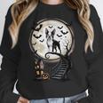 Spooky Halloween Moon Boston Terrier Boston Bull Bostie Women Crewneck Sweatshirt, Boston Terrier Halloween Gifts, funny design