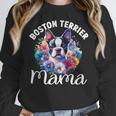 Watercolor Floral Boston Terrier Mama Dog Lover Mother's Day For Men Women Girls Kids Women Crewneck Sweatshirt, funny design