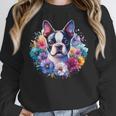 Watercolor Floral Boston Terrier Mama Dog Lover Mother's Day Women Crewneck Sweatshirt, funny design