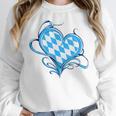 Bavarian Flag As Heart Blue Diamond Bavaria Women Crewneck Sweatshirt, funny design