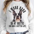 Bostie Mama Dog Dad Boston Terrier For Men Women Women Crewneck Sweatshirt, Boston Terrier Dad Gifts, funny design
