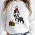 Boston Terrier Christmas T Shirt-Life Is Merrier Premium Tri-Blend Women Crewneck Sweatshirt, Boston Terrier Christmas Gifts, funny design
