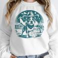 Boston Terrier Cowboy UFO Shirt Vintage Western Dog Mom Tee Women Crewneck Sweatshirt, Mom Gifts, Boston Terrier Mom Gifts, funny design