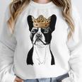 Boston Terrier Dog Wearing Crown For Men Women Girls Kids Women Crewneck Sweatshirt, funny design
