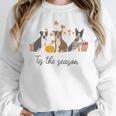 Boston Terrier Fall Pumpkin Tis The Season Autumn Women Women Crewneck Sweatshirt, funny design