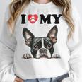 Boston Terrier I Heart My Dog Dog Lover Women Crewneck Sweatshirt, funny design