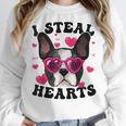 Boston Terrier Heart Glasses Girls Bostie Valentines Day Women Crewneck Sweatshirt, funny design