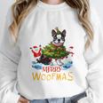 Boston Terrier Merry Christmas Tree Lights Dog X-Mas Dogs Women Crewneck Sweatshirt, Boston Terrier Christmas Gifts, funny design