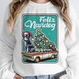Boston Terrier Merry Christmas Tree Truck Dog X-Mas Women Crewneck Sweatshirt, Boston Terrier Christmas Gifts, funny design