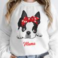 Boston Terrier Mum Dog Woman Idea Women Crewneck Sweatshirt, funny design